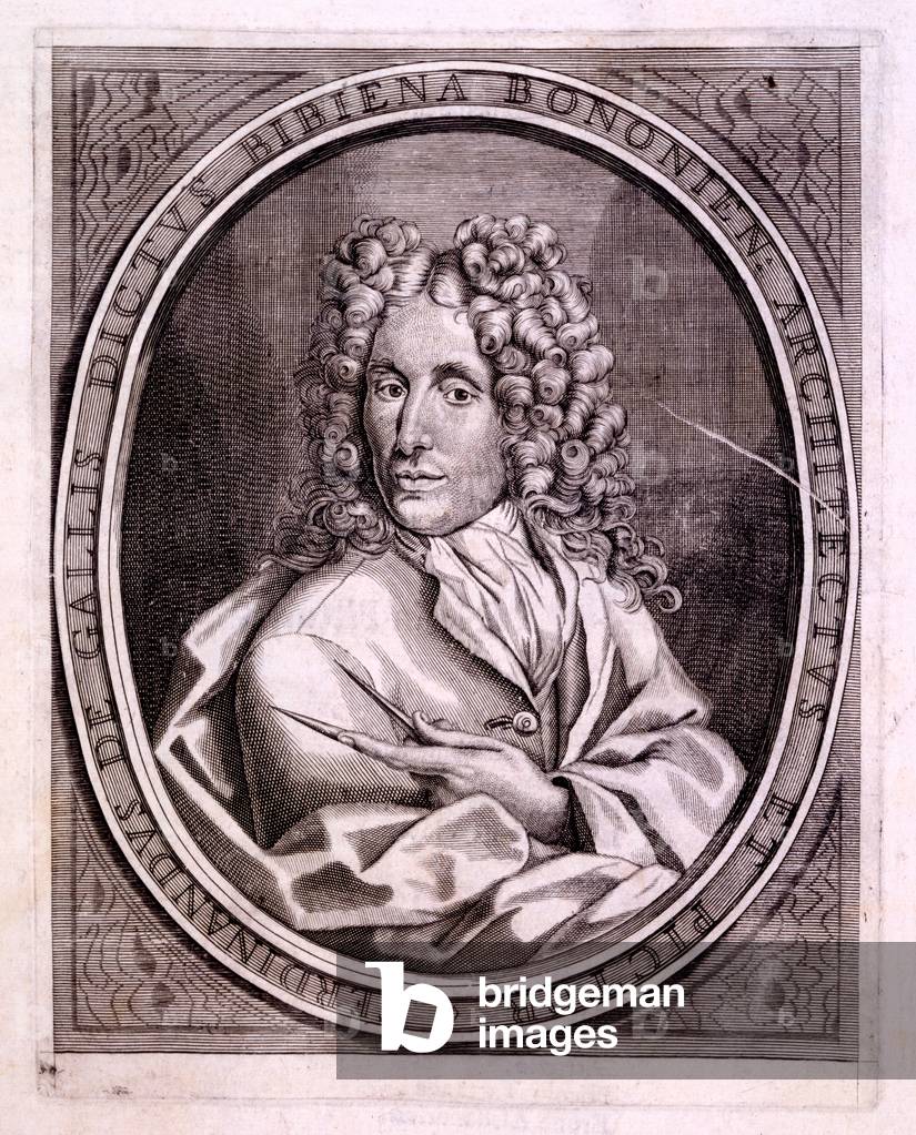 Self Portrait, illustration from 'L'Architettura Civile' by Ferdinando Galli da Bibiena, published 1711 (etching)