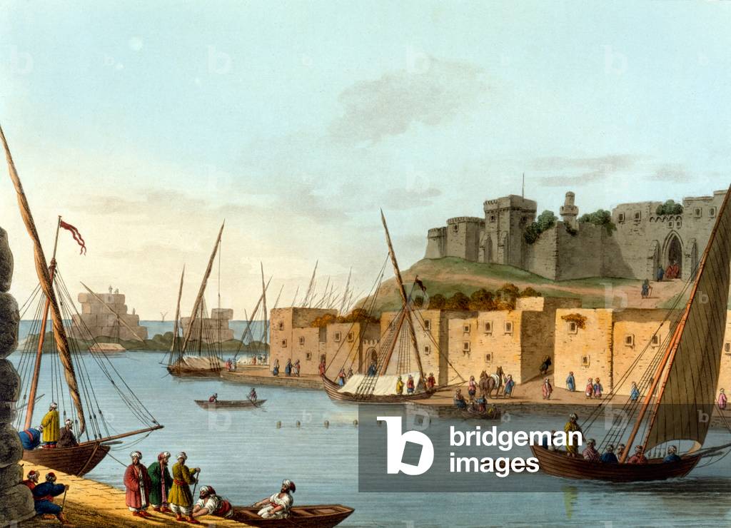 Castle in the Island of Torosa, engraved by William Watts (1752-1851), 1805 (coloured engraving)