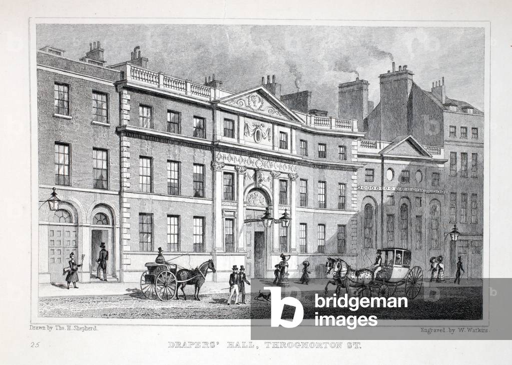 Draper's Hall, Throgmorton Street, from 'London and it's Environs in the Nineteenth Century' pub. Jones & Co., 1827-1829 (engraving)