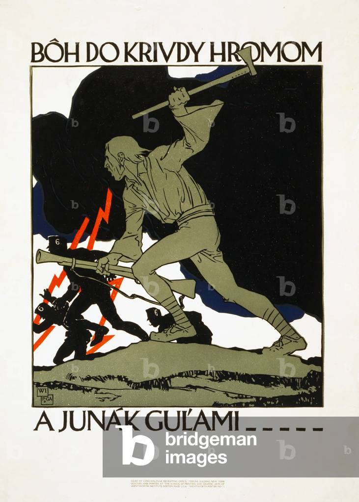 Recruitment Poster for the Czechoslavakian Army, pub. 1918 (colour litho)