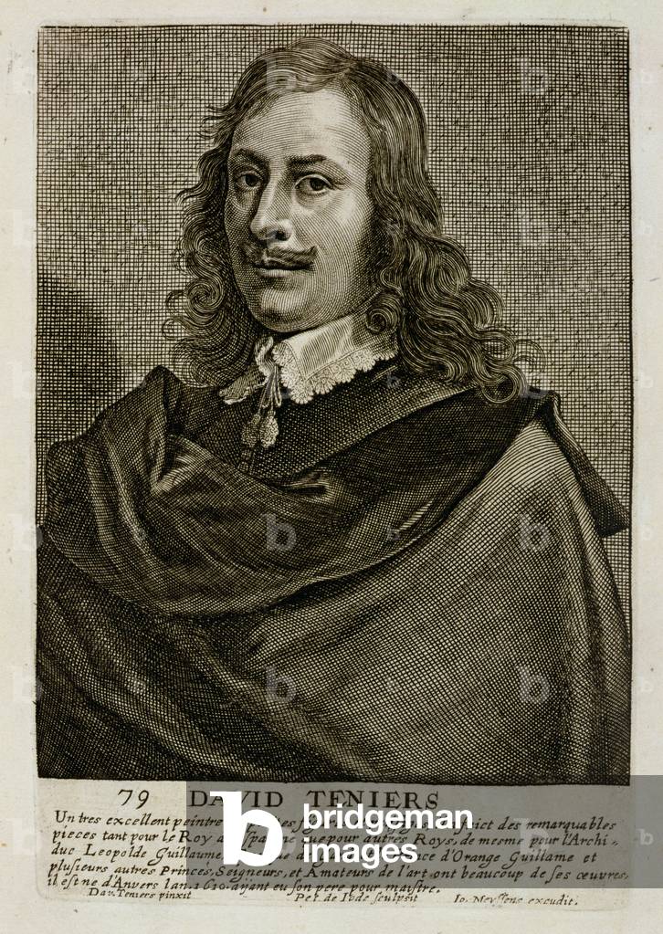 Selbstporträt, Tafel 79 aus einer Serie von Künstlerporträts, graviert von Pieter de Jode II (1606-S.1674) (Ku