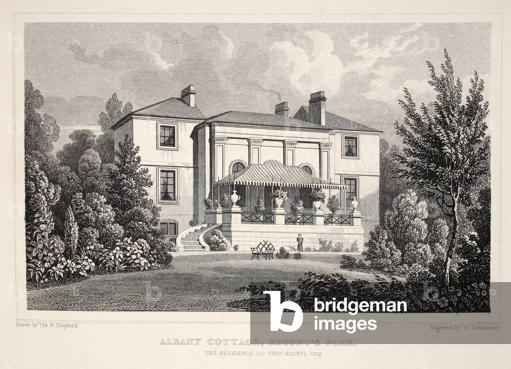 Albany Cottage, Regent's Park, from 'London and it's Environs in the Nineteenth Century' pub. Jones & Co., 1827-1829 (engraving)