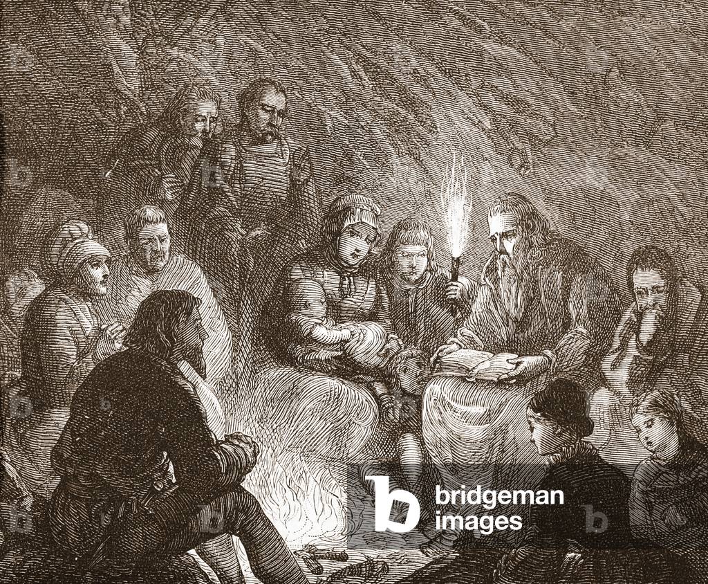 Dutch Protestants in hiding, illustration from 'The History of Protestantism' by James Aitken Wylie (1808-1890), pub. 1878 (engraving)