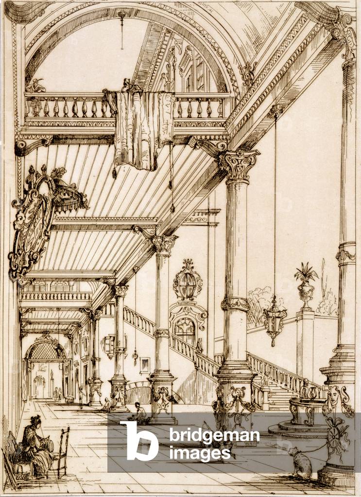 Atrium of a Palace, in Genes, from 'Art and Industry', published by Delatre, Paris, 1857 (engraving)