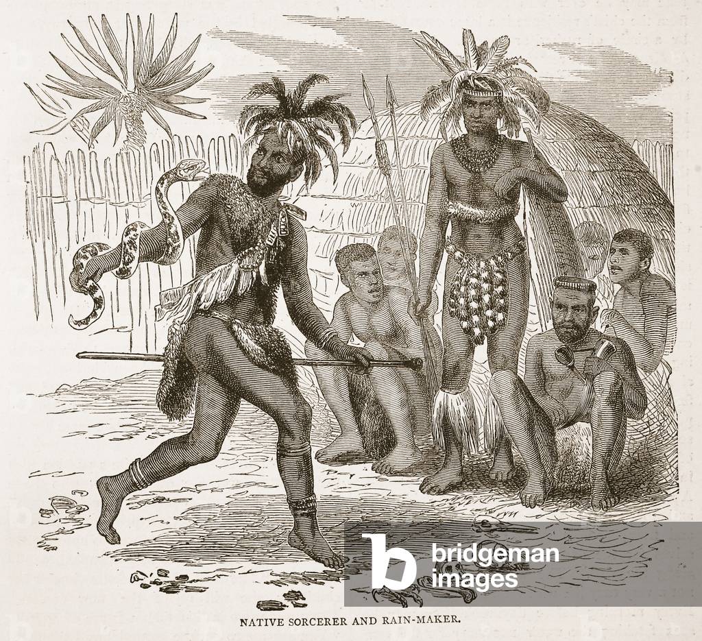 Native Sorcerer and Rain-maker, illustration from The Pictorial Edition of the Life and Discoveries of David Livingstone by J. Ewing Richie, pub. by A. Fullarton & Co., 1876 (litho)