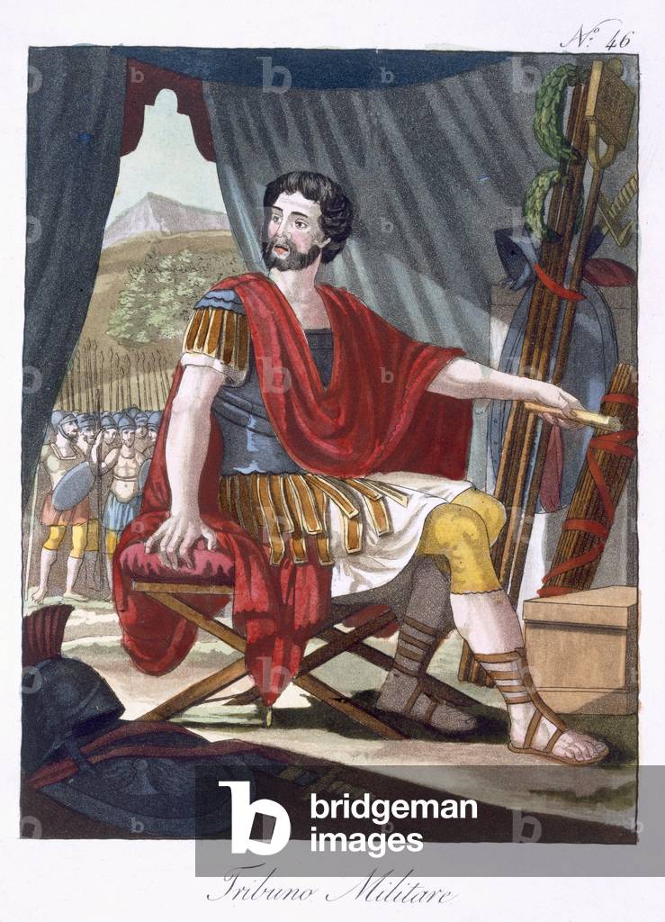 Military Tribune, illustration from 'L'Antique Rome', engraved by Labrousse, published 1796 (colour litho)