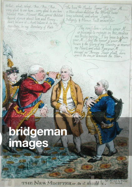 Der neue Minister oder wie es sein sollte, veröffentlicht Februar 1806 (farbige Gravur)