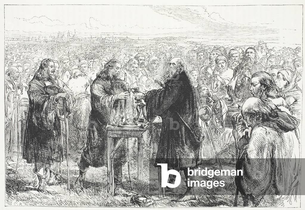Celebration of the Eucharist by the Hussites in a field near Prague, illustration from 'The History of Protestantism' by James Aitken Wylie (1808-1890), pub. 1878 (engraving)