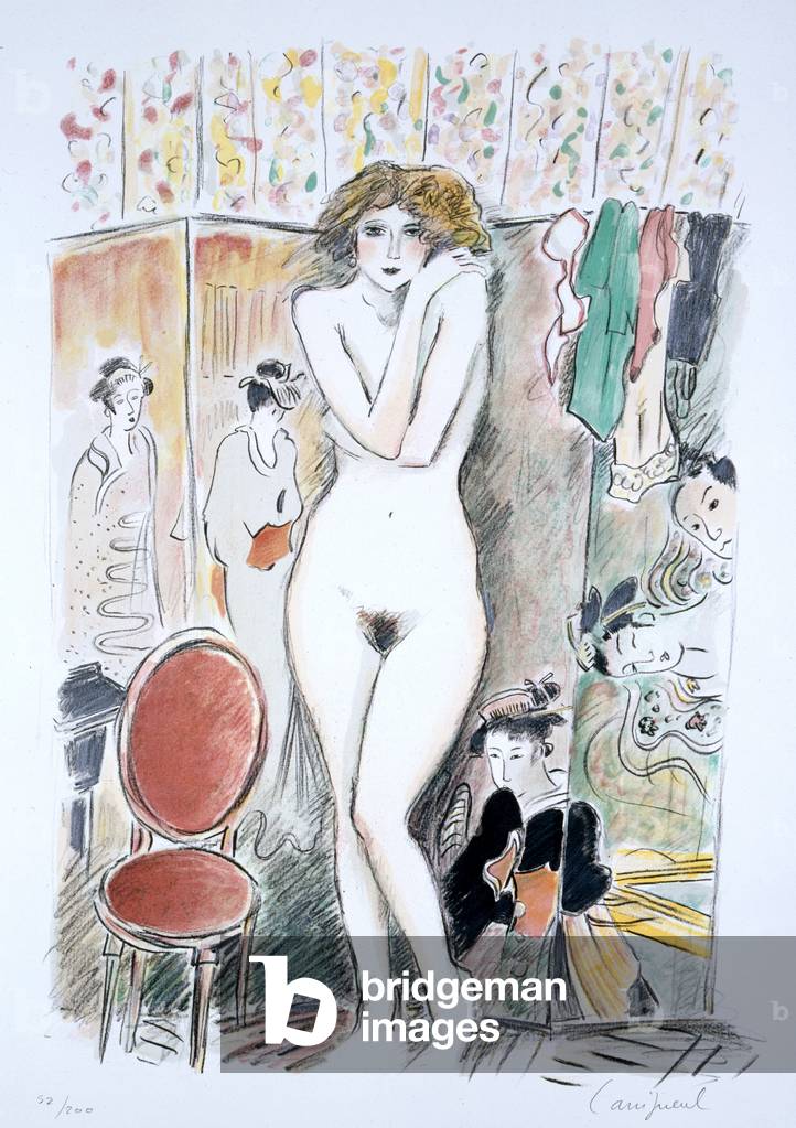 Nudo donna, illustrazione da 'Toquades' di Francoise Sagan, 1991 (colorato pastello su carta)