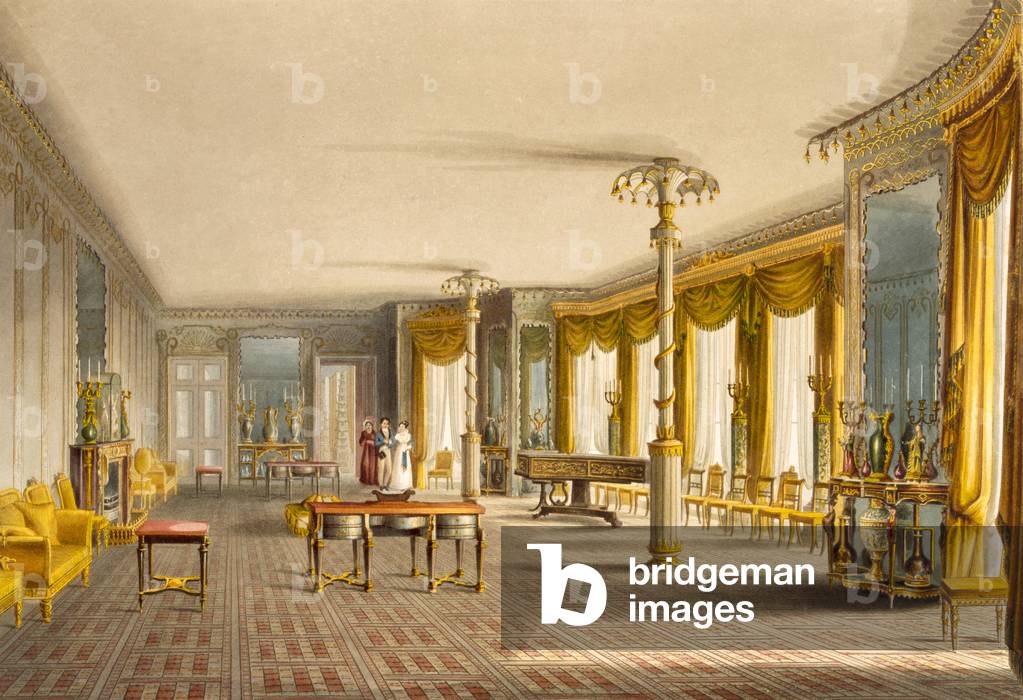 The North Drawing Room, or Music Room Gallery from 'Views of The Royal Pavilion, Brighton' by John Nash (1752-1835) 1826 (aquatint)
