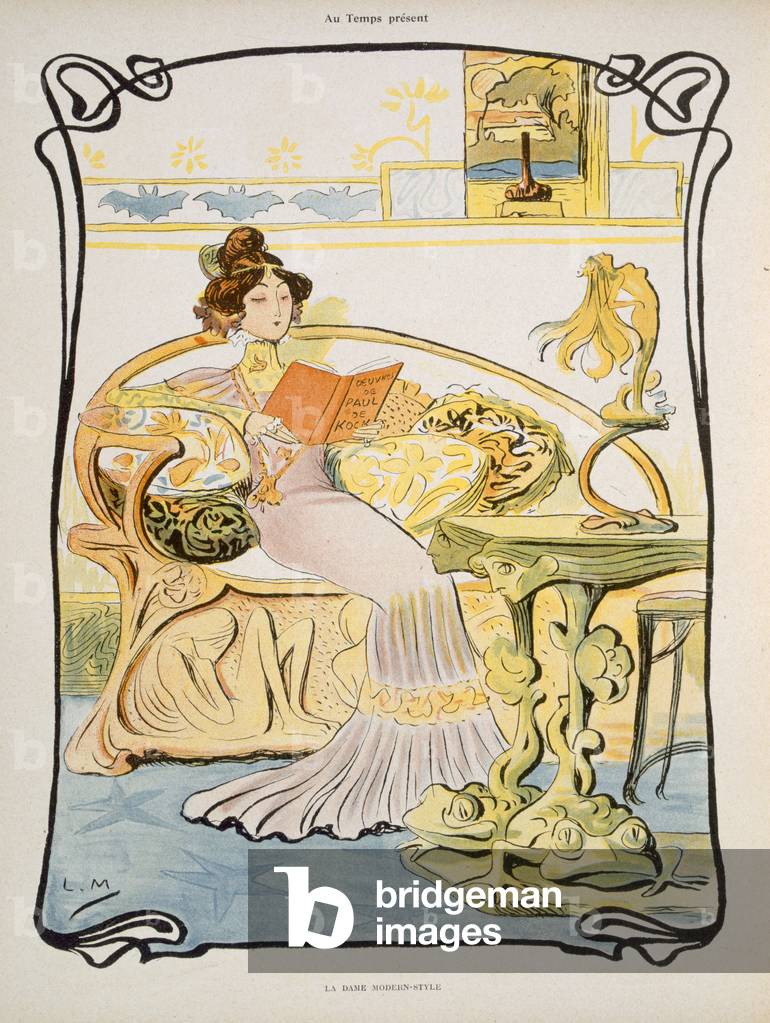 The Modern-Style Woman, illustration from 'Au Temps Present' magazine c.1895 (colour litho)