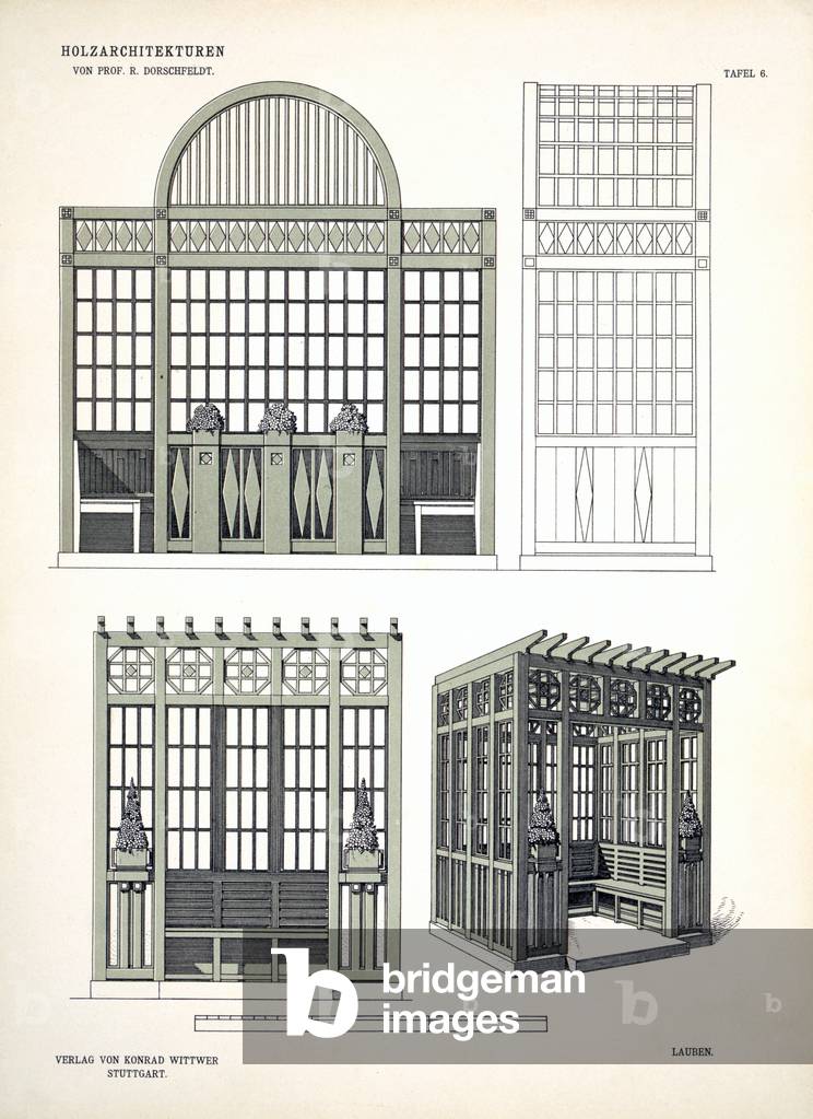 Architecture in Wood, c.1900 (colour litho)