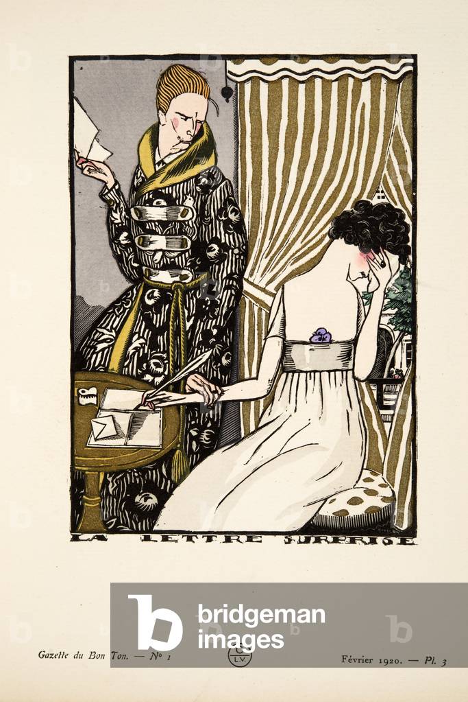La Lettre Surprise, from a Collection of Fashion Plates, 1920 (pochoir print)
