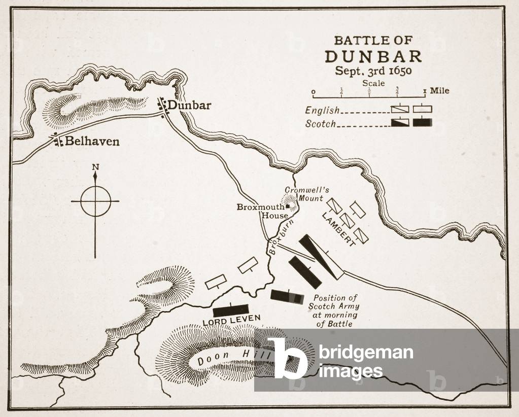 Plan of the Battle of Dunbar (litho)