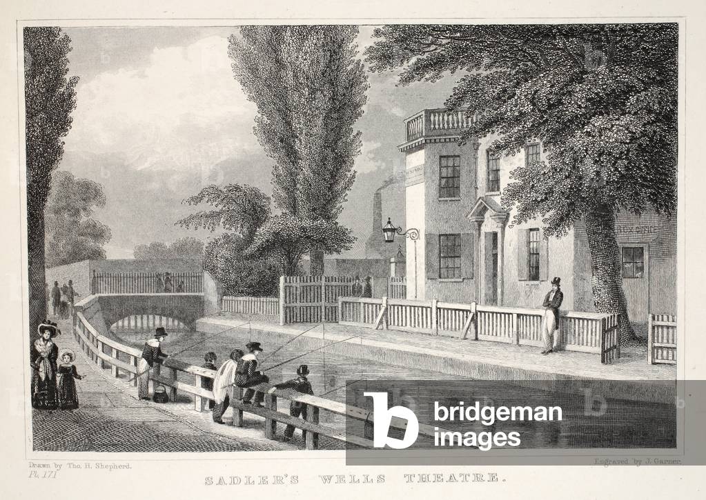 Sadler's Wells Theatre, Spa Fields, from 'London and it's Environs in the Nineteenth Century' pub. Jones & Co., 1827-1829 (engraving)g