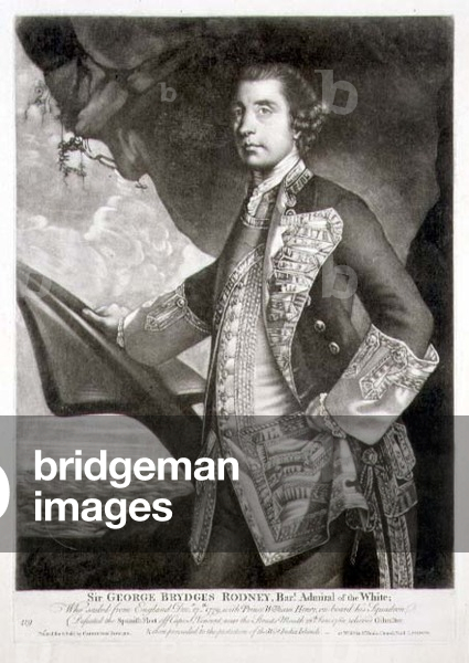 Portrait of Sir George Brydges Rodney (1719-92) Admiral of the White, engraved by William Dickinson (1746-1823) pub. by Carington Bowles (fl.1744-93) (engraving)