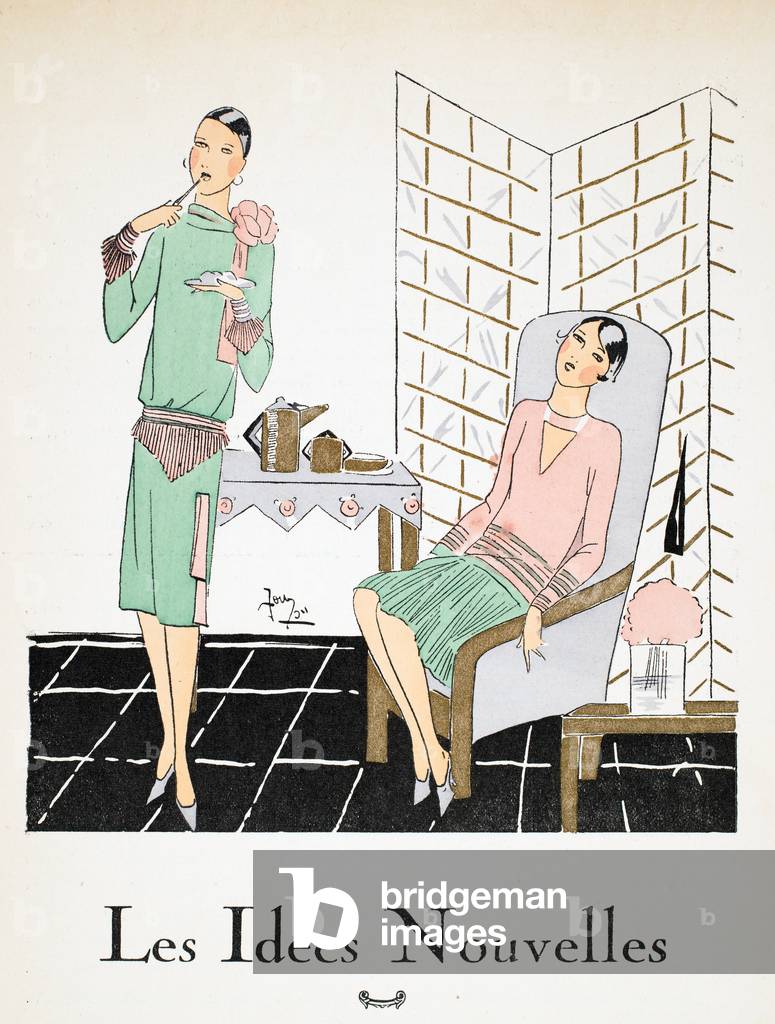 Design for two Afternoon Dresses, Les Idées Nouvelles, 1928 (pochoir print)