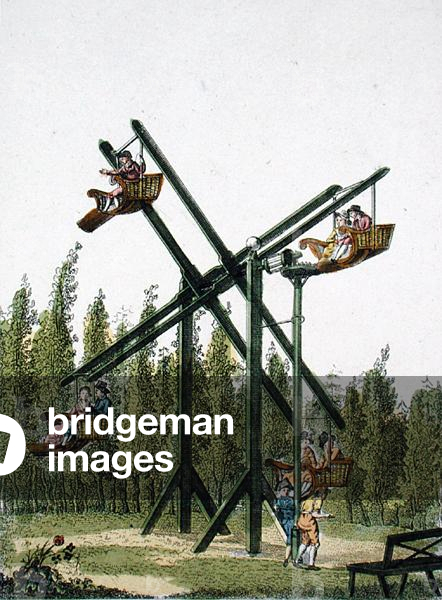 A ferris wheel, from 'Magazine of Garden Gems' by G. van Laar, published 1802 (colour litho)