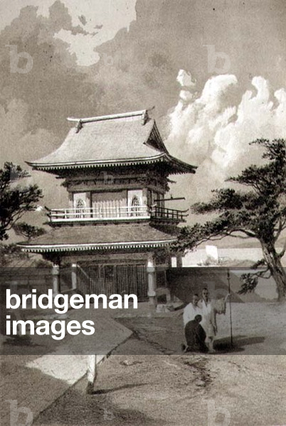 Entrance to a Temple at Hakotadi, pub. by Sarony & Co., c.1856 (litho)