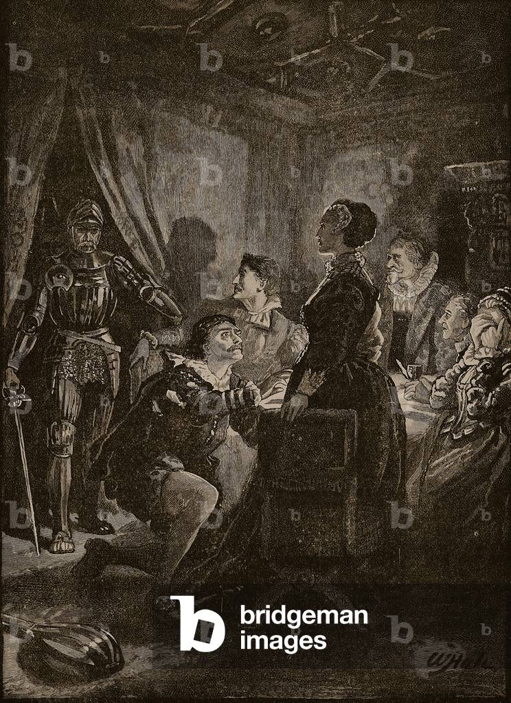 "Der Mord an Rizzio", 19. Jahrhundert von English School, b/w