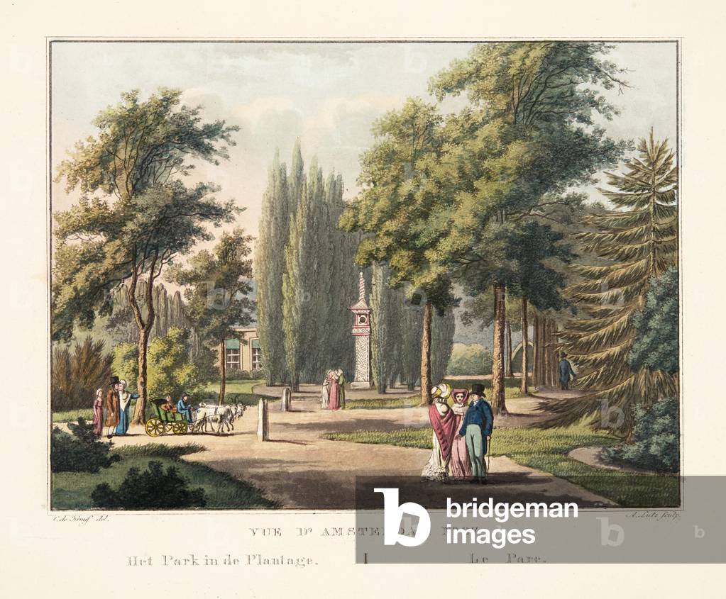 Vue d'Amsterdam No.27. Het Park in de Plantage. Le Parc, 1825 (hand-coloured engraving)