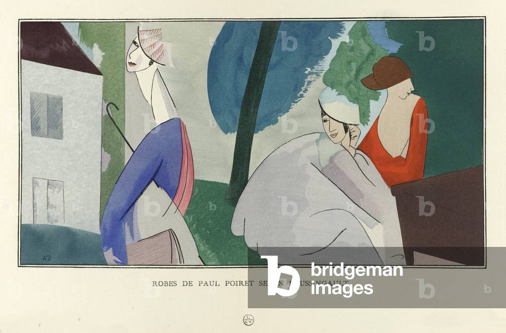 Robes de Paul Poiret Selon Boussingault, pub. 1914 (pochoir print)