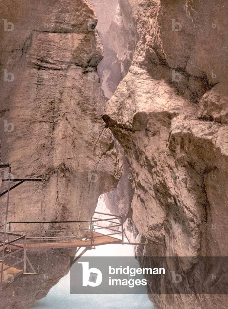 Aare Gorge, near Meiringen, Switzerland, pub. c.1900 (colour litho)