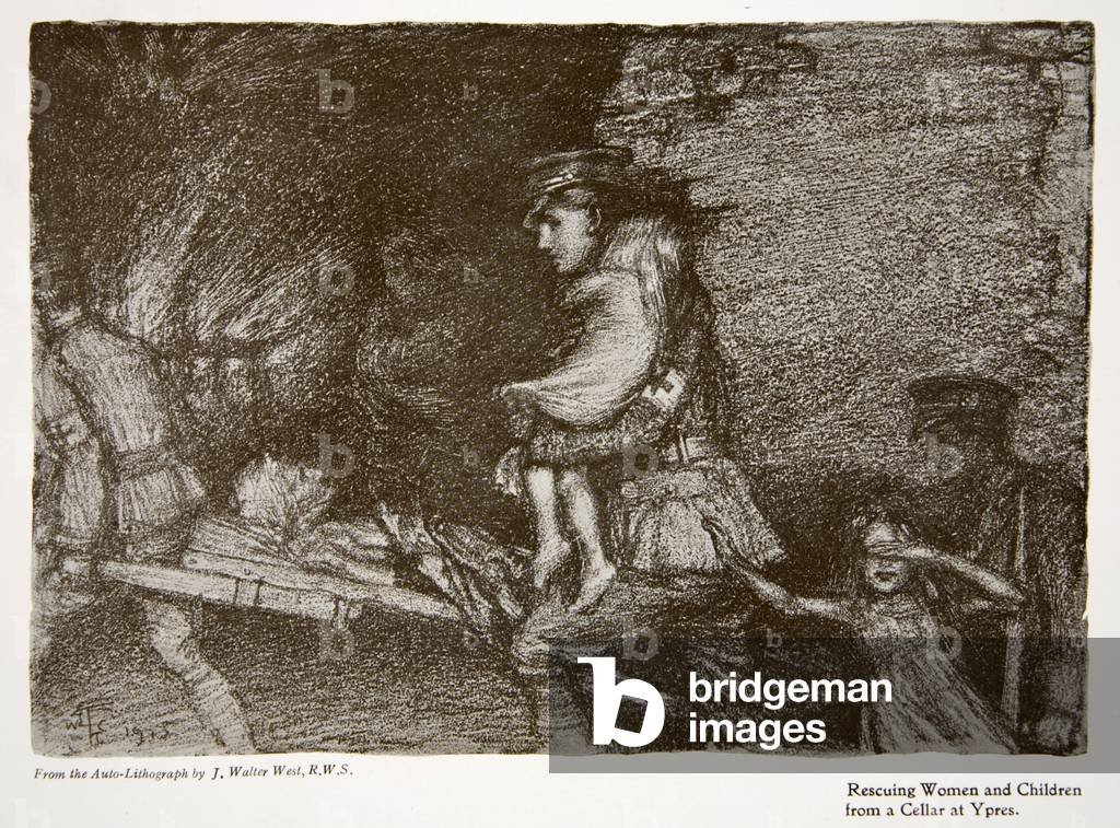 Rettung von Frauen und Kindern aus einem Keller bei Ypern, aus 'Das Jahr 1915: ein Rekord von bemerkenswerten 