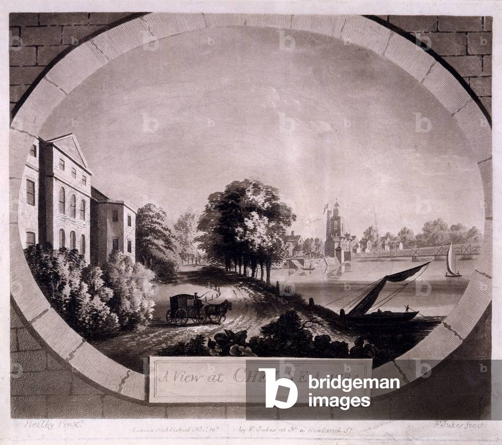 View at Chelsea, print made by F. Jukes, 1784 (aquatint engraving)