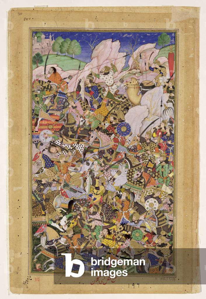 Immagine di Dipinto "Battaglia di Bundi", 16th Secolo di Mughal School