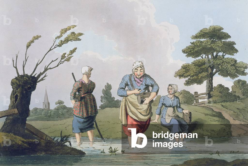 Leech Finders, from `Costume of Yorkshire' engraved by Robert Havell (1769-1832) 1814 (colour litho)