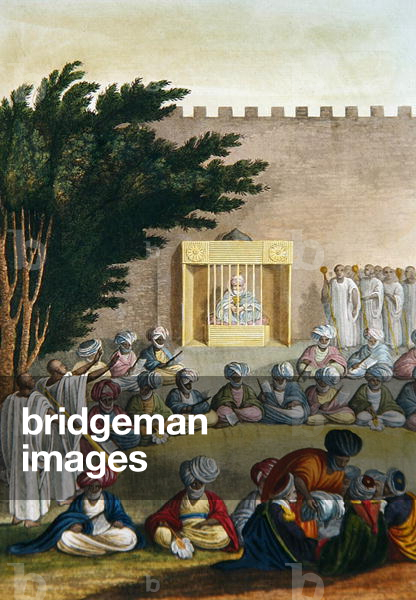 Ein Publikum mit dem Sultan, Bournu, Platte 32 aus 'Le Costume Ancien et Moderne 'von Jules Ferrario, veröffen