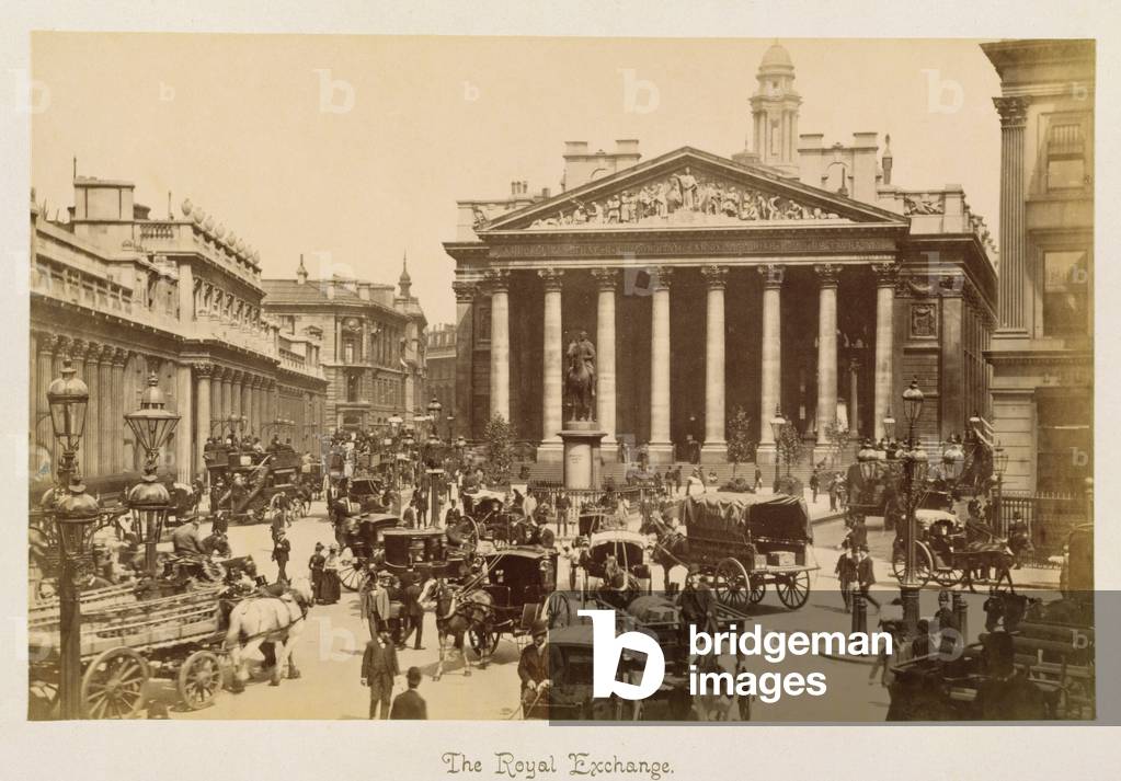 Bild von Fotografie "The Royal Exchange (Sepia-Foto)", 19. Jahrhundert von English Photographer, b/w