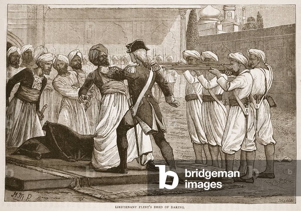 Lieutenant Flint's Deed of Daring, illustration from 'Cassell's Illustrated History of India' by James Grant, pub. 1879 (litho)