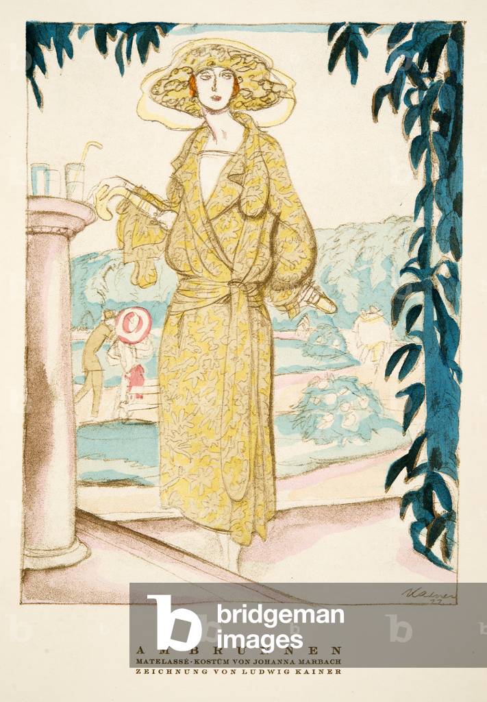 Am Brunnen, outfit by Johanna Marbach, from Styl, pub.1922 (pochoir print)