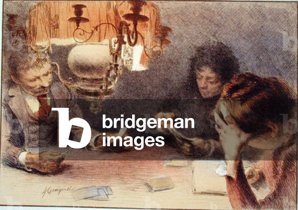 A Game of Cards, from 'L'Estampe Moderne', published Paris 1897-99 (colour litho)