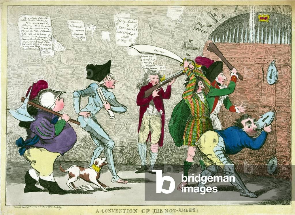 A Convention of the Not-Ables, pub. 1787 (hand coloured engraving)