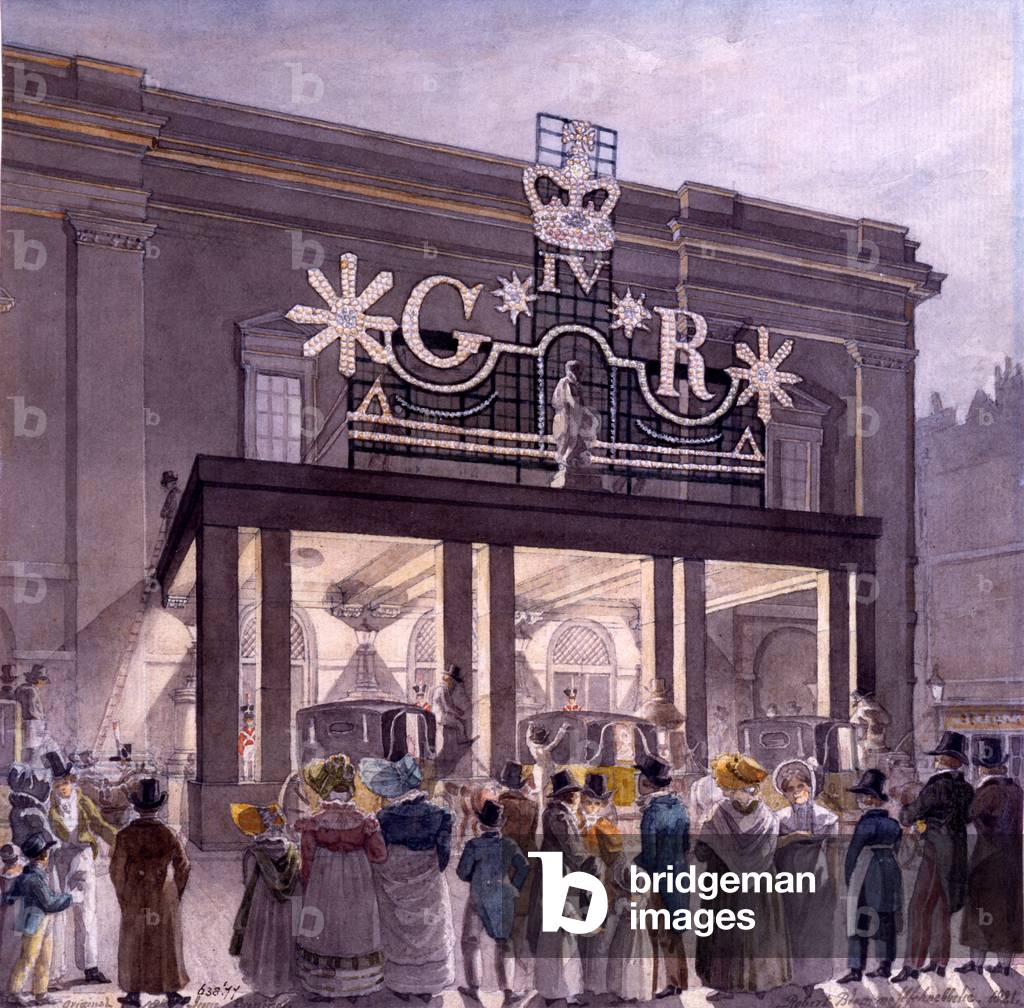 Outside the Theatre Royal, Drury Lane, 1821 (w/c on paper)