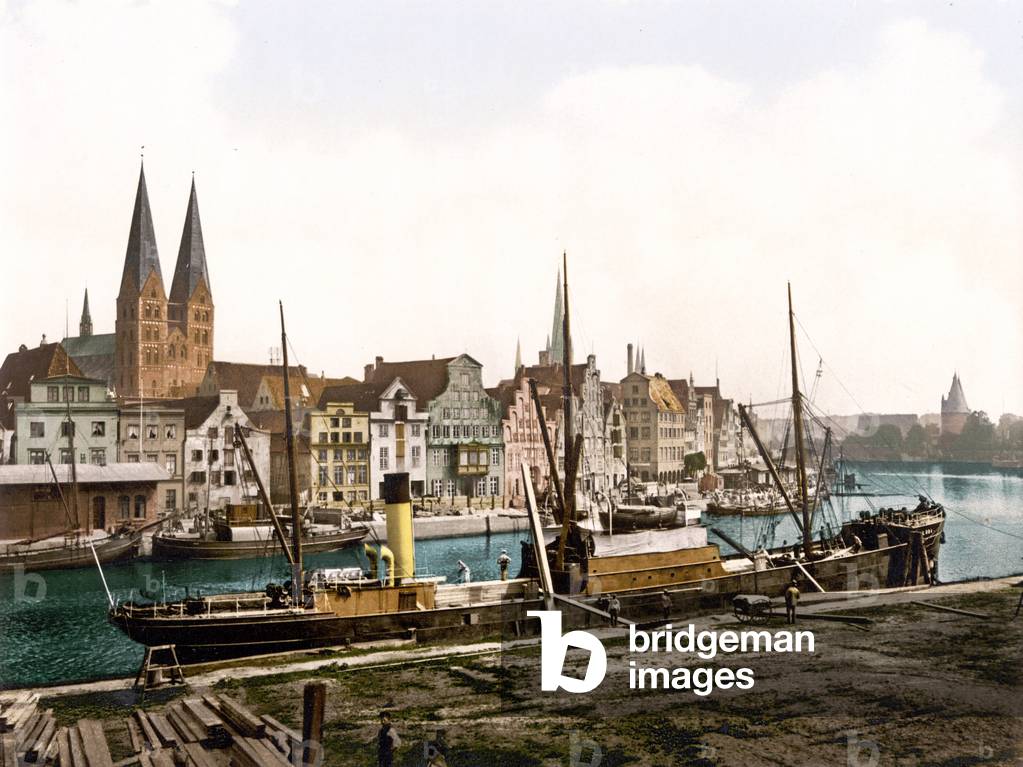 View of Lubeck, Germany, pub. c.1895 (postcard chromolithograph)