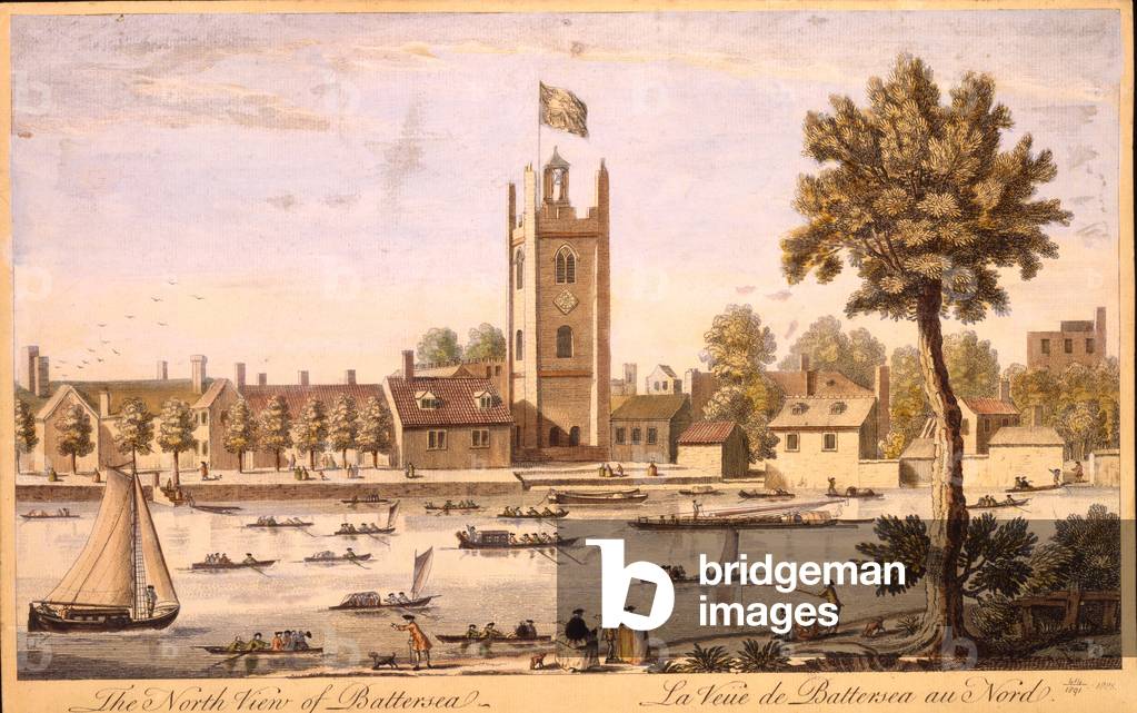 The North View of Battersea c.1744 (coloured engraving)