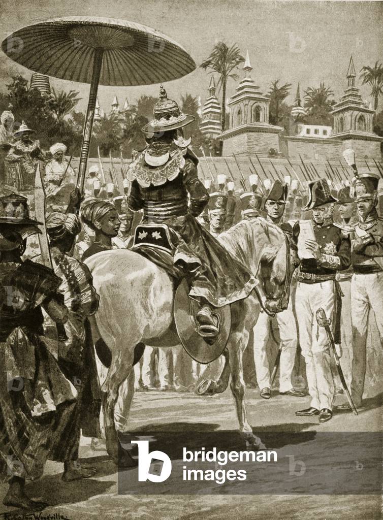 The surrender of Rangoon to the British, 1824, illustration from 'Hutchinson's Story of the British Nation', c.1923 (litho)