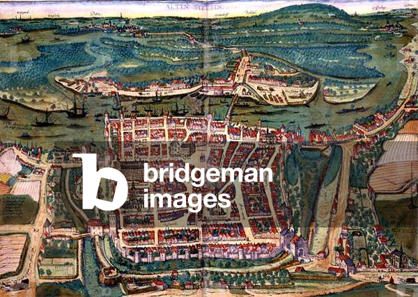 Map of Altenstadt, from 'Civitates Orbis Terrarum' by Georg Braun (1541-1622) and Frans Hogenberg (1535-90) c.1572-1617 (coloured engraving)