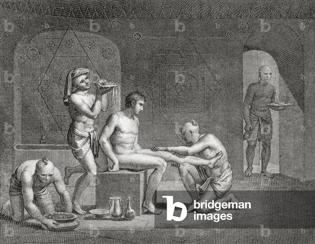Inside an Egyptian Bathhouse, c.1820s (engraving)