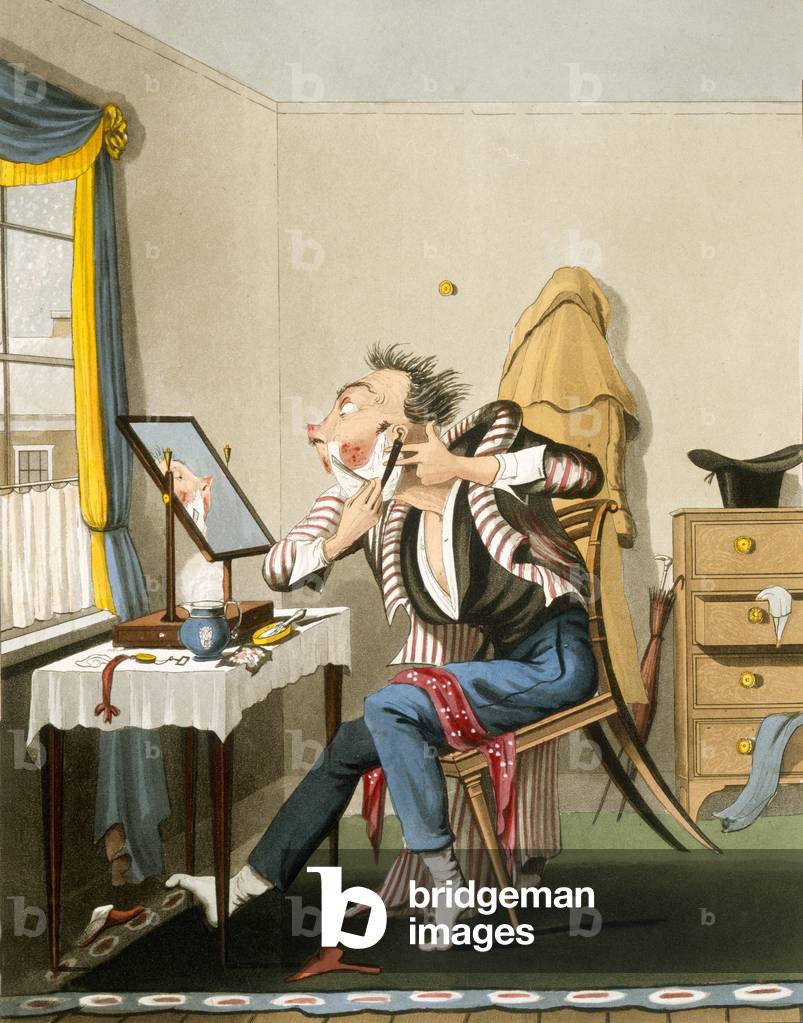 A Blunt Razor, pub. by Hunt, 1827 (coloured etching)