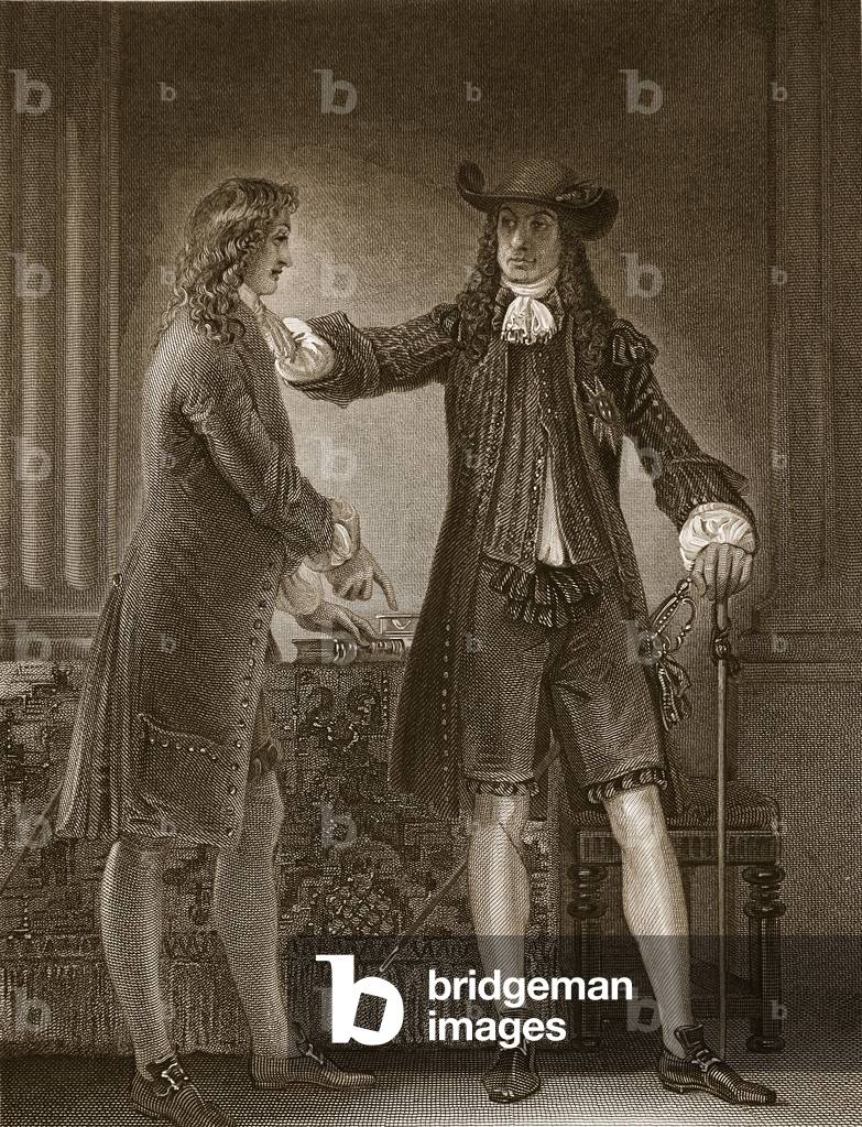 "Charles II e Sir William Temple", 18th Secolo di Thomas Stothard, b/w
