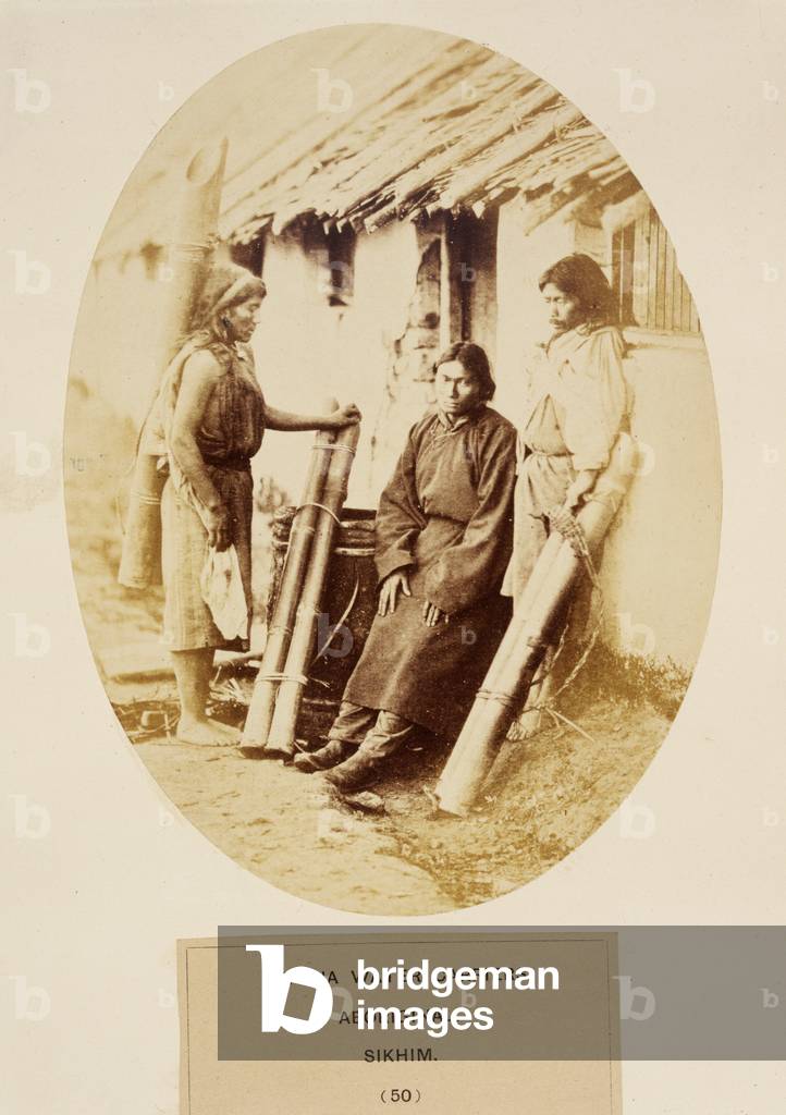 Lepcha Water Carriers, Aboriginal, Sikhim, from 'The People of India', by J. Forbes Watson, published 1868 (albumen print)