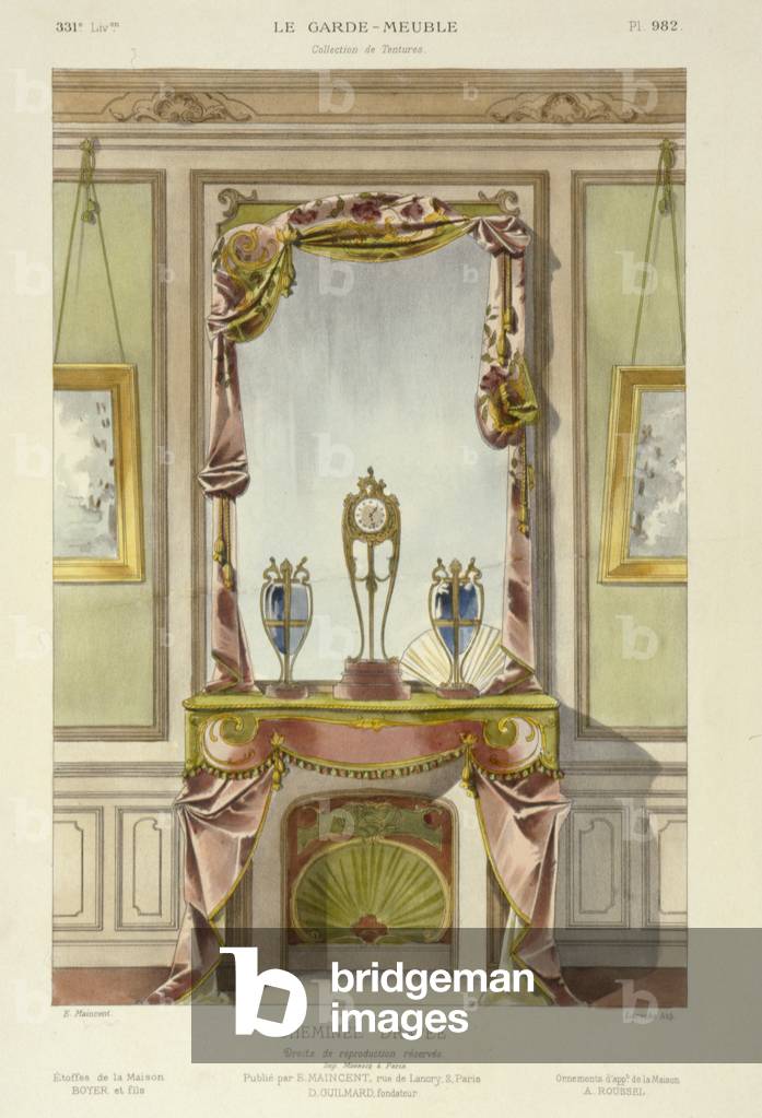 Design for a Chimney Piece,from Le Garde-Meuble, Pub. Paris, c.1890 (colour litho)