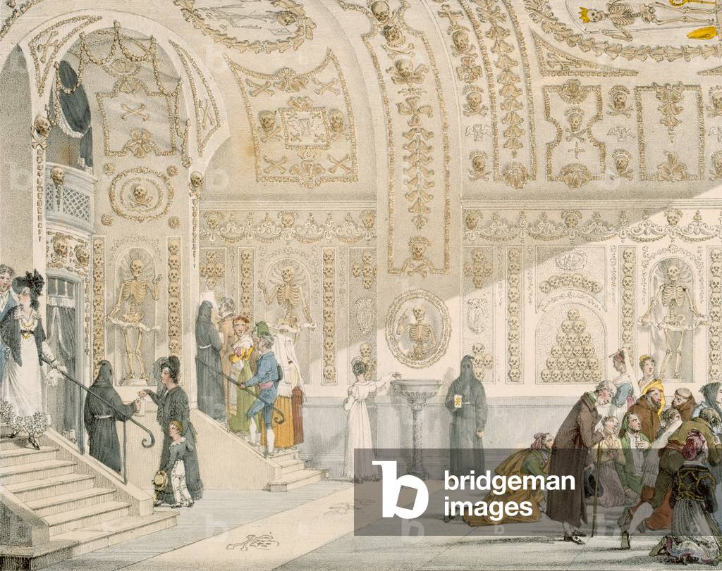 Kapelle der Toten, graviert von Bösewicht, Pub. 1820 (Farbgravur)