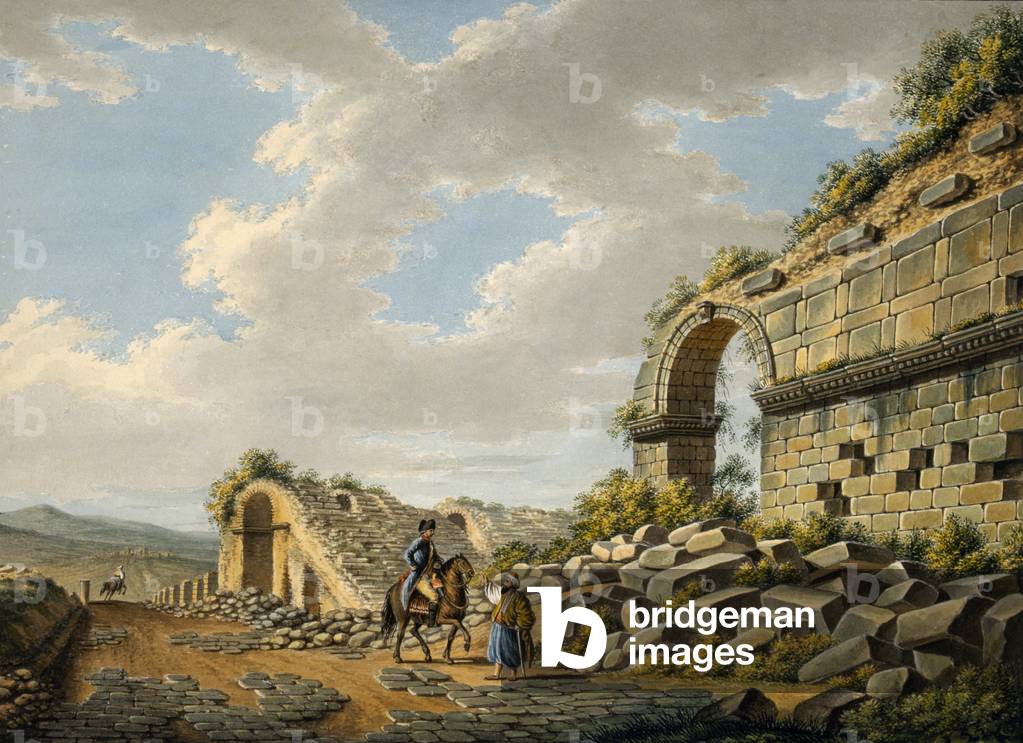 Exterior of the ruined Roman theatre at Ephesus, 1790s (w/c on paper)