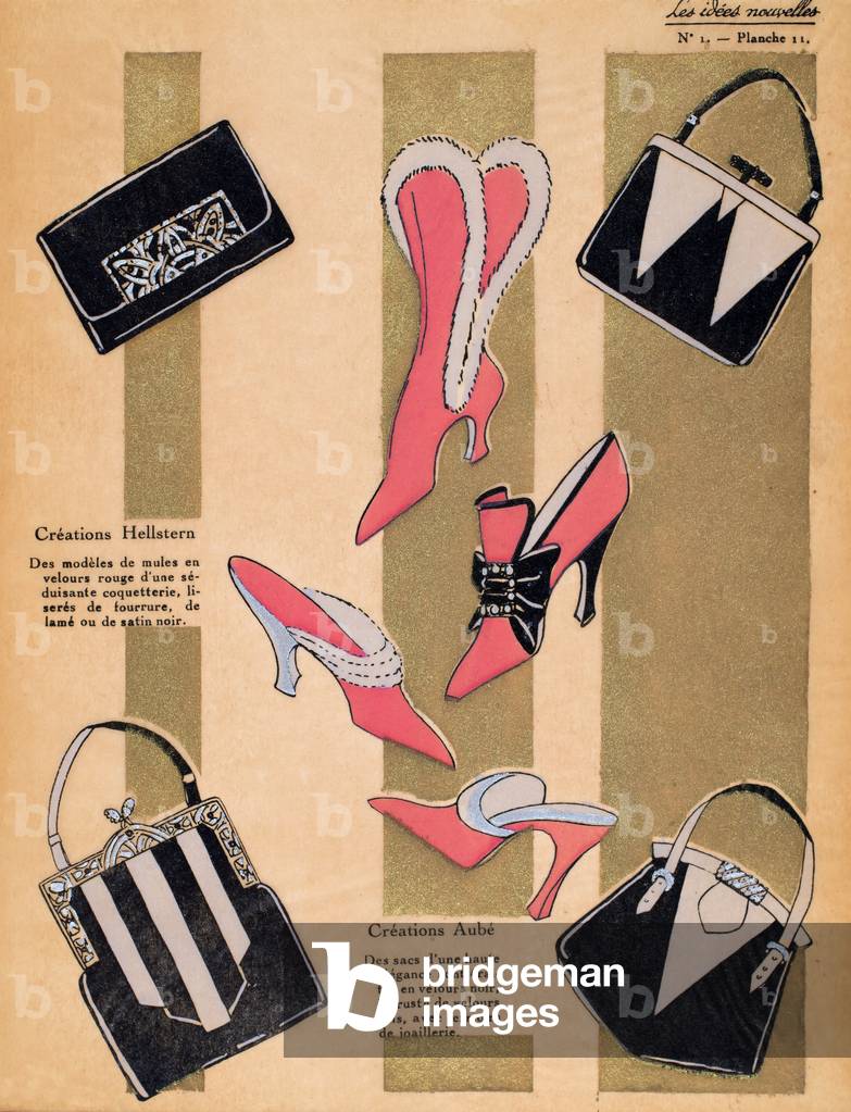 Shoes by Hellstern and bags by Aubé, Les Idées Nouvelles, 1927 (pochoir print on tissue paper)